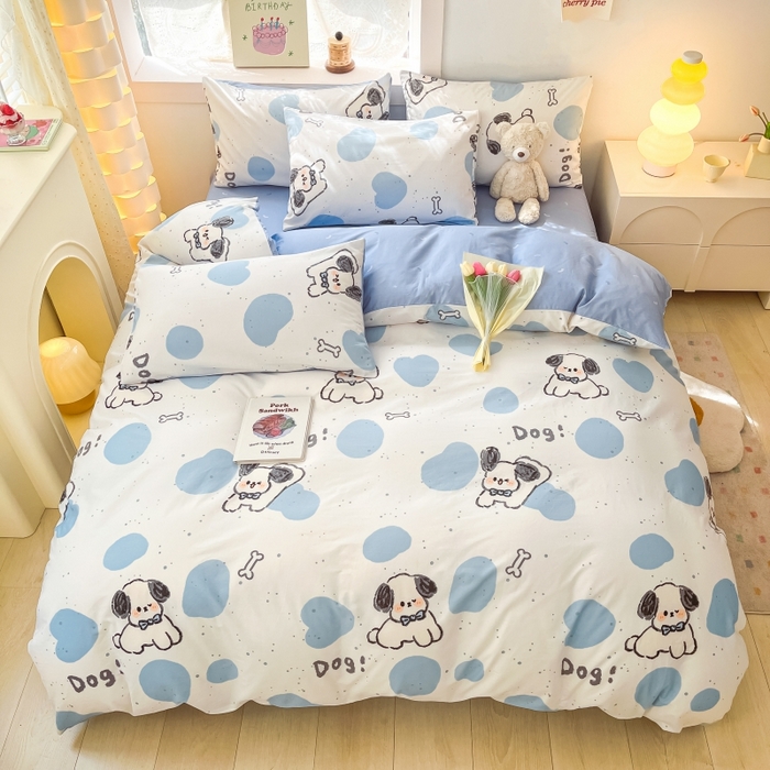 91家纺网 家纺一手货源 找家纺 曼之夏 2023新款全棉可爱卡通印花四件套 跳动节奏