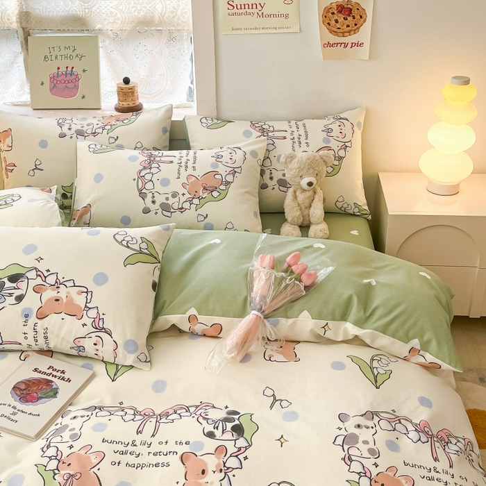 91家纺网 家纺一手货源 找家纺 曼之夏 2023新款全棉可爱卡通印花四件套 绯云