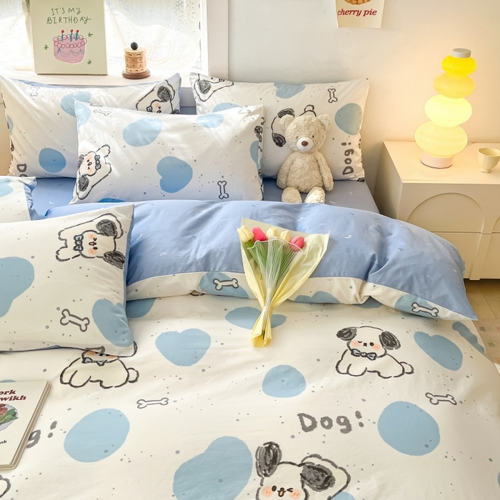 91家纺网 家纺一手货源 找家纺 曼之夏 2023新款全棉可爱卡通印花四件套 跳动节奏