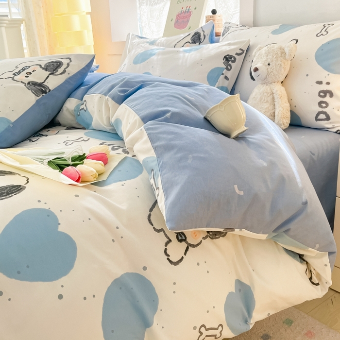 91家纺网 家纺一手货源 找家纺 曼之夏 2023新款全棉可爱卡通印花四件套 跳动节奏