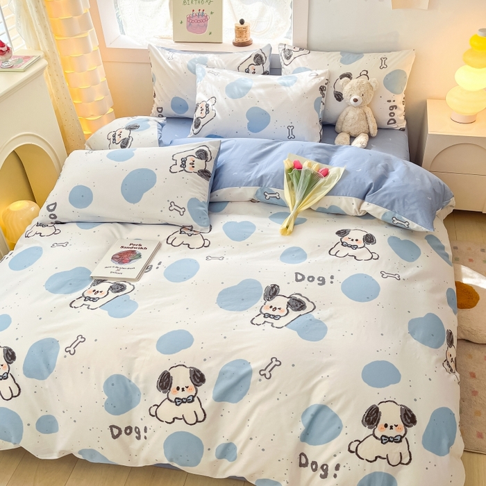 91家纺网 家纺一手货源 找家纺 曼之夏 2023新款全棉可爱卡通印花四件套 跳动节奏