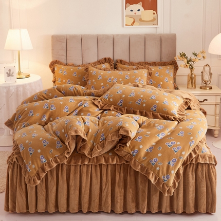 91家纺网 家纺一手货源 找家纺 （总）2023新款加厚防静电牛奶绒印花床裙四件套系列-四件套