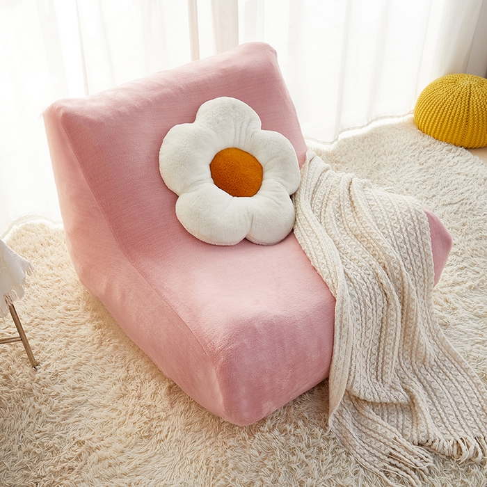 91家纺网 家纺一手货源 找家纺 丝绮鹿 2023新款懒人毛毛虫沙发套套毛绒款 粉色