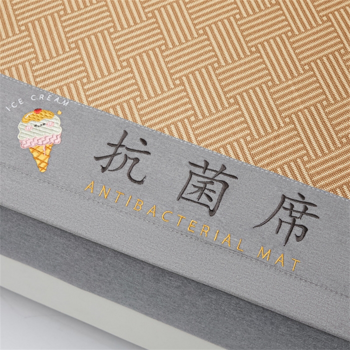 91家纺网 家纺一手货源 找家纺 鑫姿席业 2025新款抗菌冰激凌凉感丝冰丝席系列 冰激凌-咖色