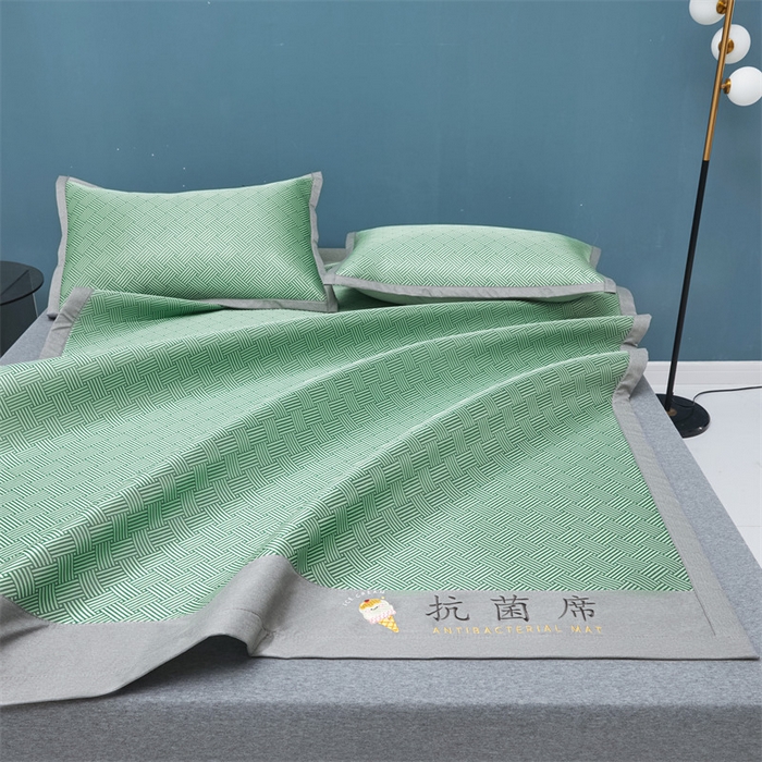 91家纺网 家纺一手货源 找家纺 鑫姿席业 2025新款抗菌冰激凌凉感丝冰丝席系列 冰激凌-水绿