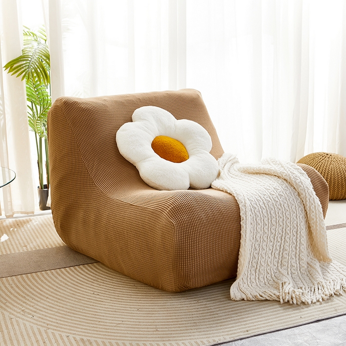 91家纺网 家纺一手货源 找家纺 丝绮鹿 2023新款爆米花懒人毛毛虫沙发套 玉米粒 驼色