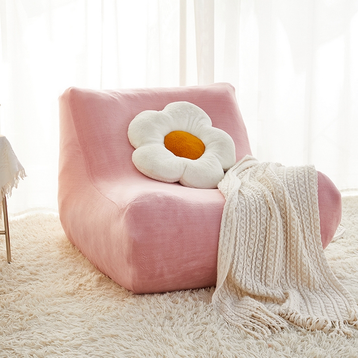 91家纺网 家纺一手货源 找家纺 丝绮鹿 2023新款懒人毛毛虫沙发套套毛绒款 粉色