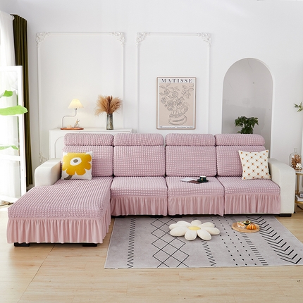 91家纺网 家纺一手货源 找家纺 丝绮鹿 2023新款爆米花坐垫套裙边款 粉色