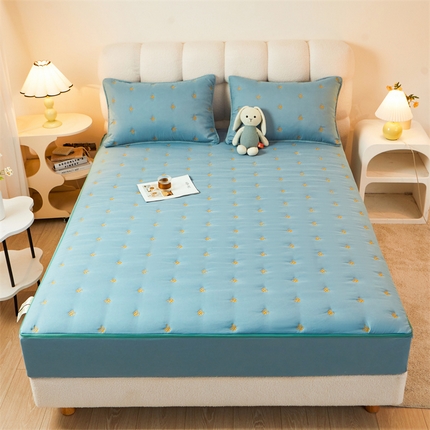 91家纺网 家纺一手货源 找家纺 （总）纤雅床笠 2024新款生姜艾草蝴蝶刺绣全包床笠