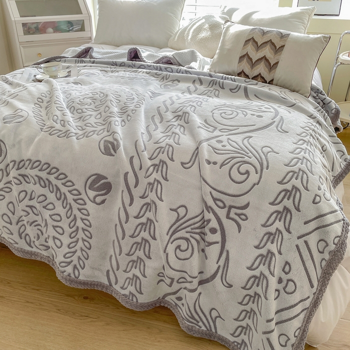 91家纺网 家纺一手货源 找家纺 总来菲毛毯 2025新款阳离子剪花复合毛毯高端加厚双层毯子不掉毛高端毯