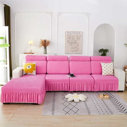 91家纺网 家纺一手货源 找家纺 丝绮鹿 2023新款爆米花坐垫套裙边款 玫红