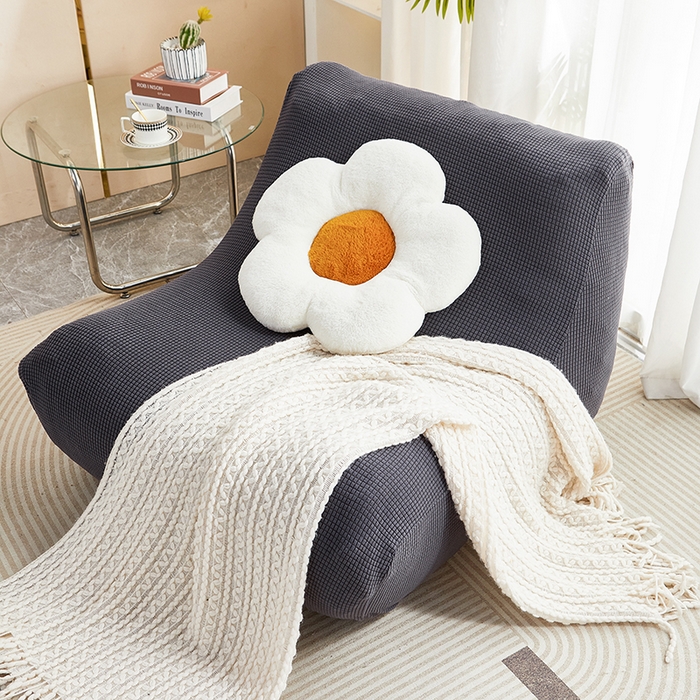 91家纺网 家纺一手货源 找家纺 丝绮鹿 2023新款爆米花懒人毛毛虫沙发套 玉米粒 深灰