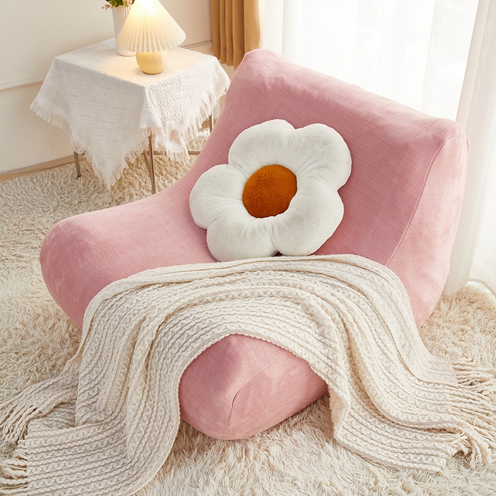 91家纺网 家纺一手货源 找家纺 丝绮鹿 2023新款懒人毛毛虫沙发套套毛绒款 粉色