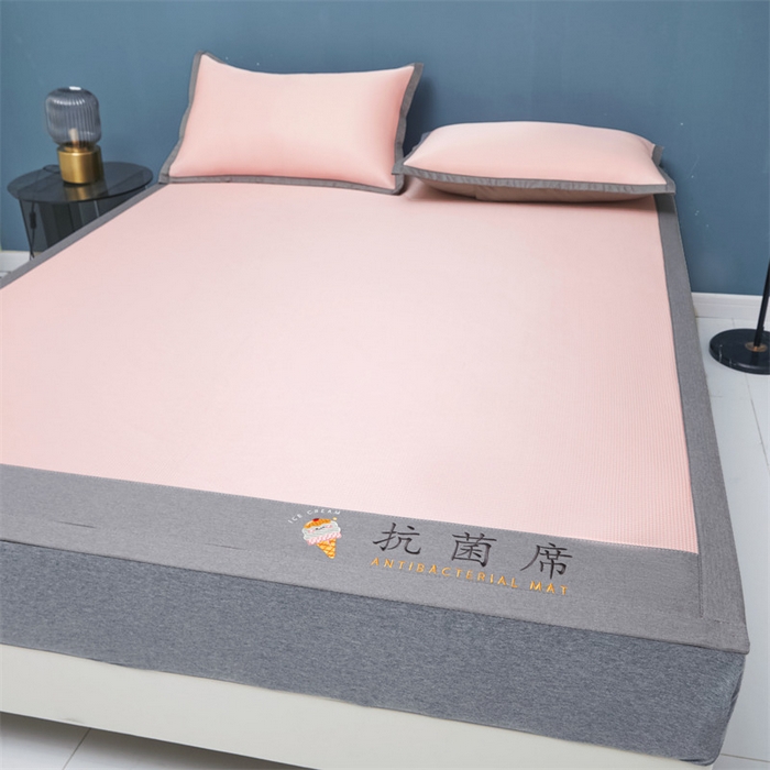 91家纺网 家纺一手货源 找家纺 鑫姿席业 2025新款抗菌冰激凌凉感丝冰丝席系列 冰激凌-烟粉