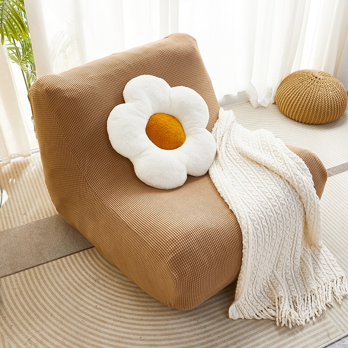 91家纺网 家纺一手货源 找家纺 丝绮鹿 2023新款爆米花懒人毛毛虫沙发套 玉米粒 驼色