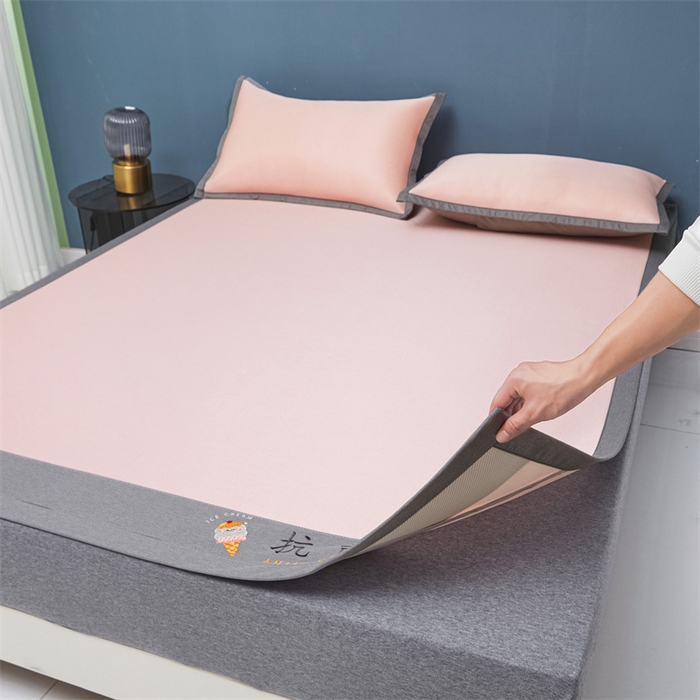 91家纺网 家纺一手货源 找家纺 鑫姿席业 2025新款抗菌冰激凌凉感丝冰丝席系列 冰激凌-烟粉