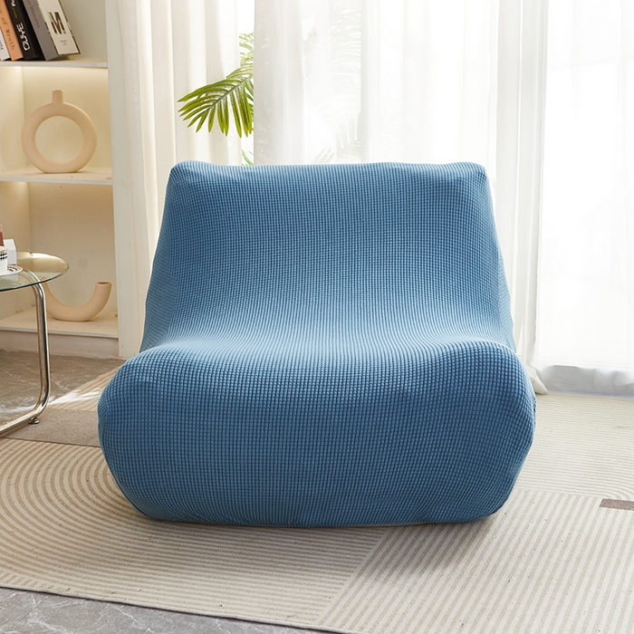 91家纺网 家纺一手货源 找家纺 丝绮鹿 2023新款爆米花懒人毛毛虫沙发套 玉米粒 西湖蓝