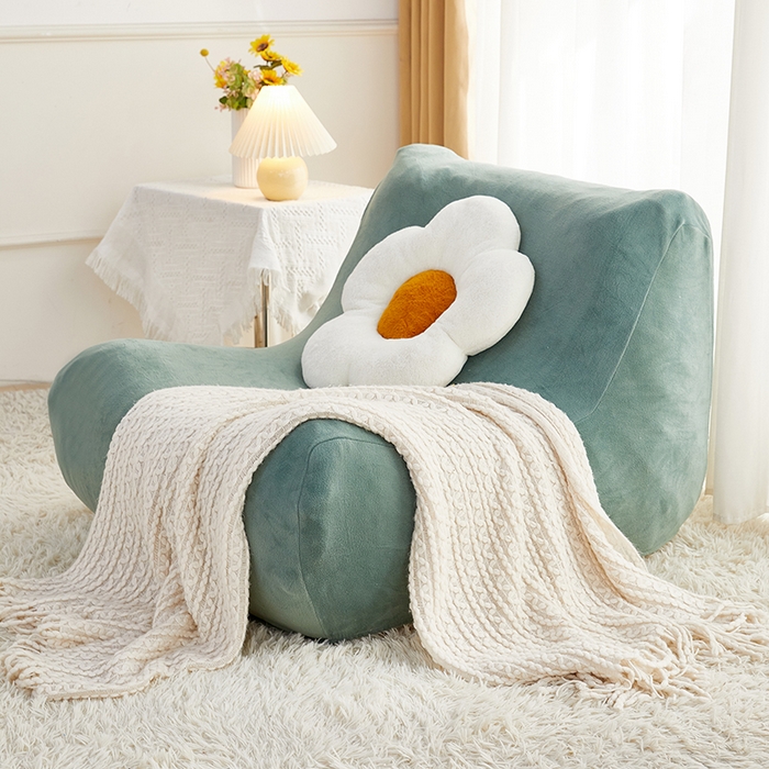 91家纺网 家纺一手货源 找家纺 丝绮鹿 2023新款懒人毛毛虫沙发套套毛绒款 青色