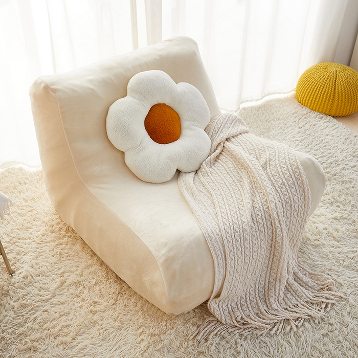 91家纺网 家纺一手货源 找家纺 丝绮鹿 2023新款懒人毛毛虫沙发套套毛绒款 米白