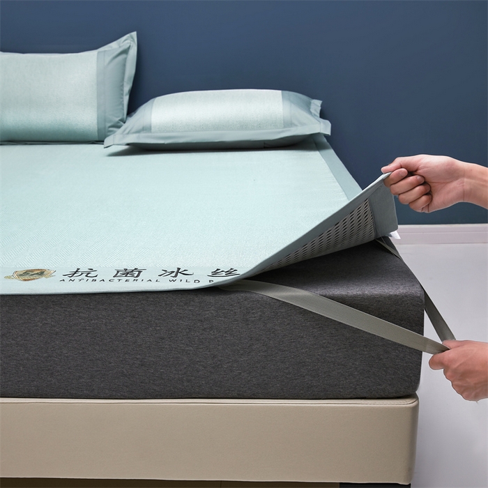 91家纺网 家纺一手货源 找家纺 鑫姿席业 2025新款5A抗菌冰丝凉席系列 云水绿（凉席款）