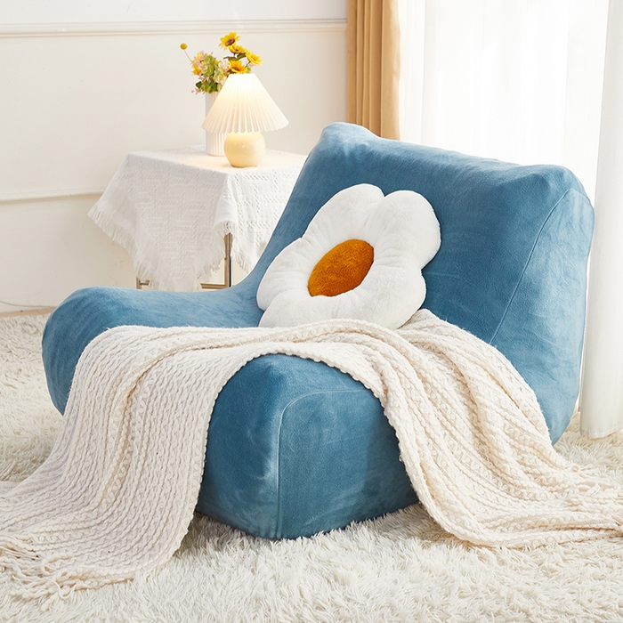 91家纺网 家纺一手货源 找家纺 丝绮鹿 2023新款懒人毛毛虫沙发套套毛绒款 蓝灰