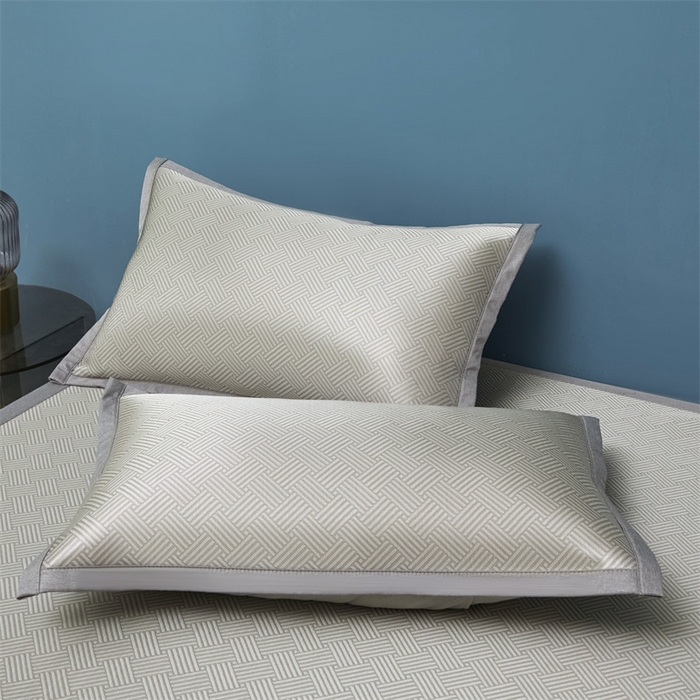 91家纺网 家纺一手货源 找家纺 鑫姿席业 2025新款抗菌冰激凌凉感丝冰丝席系列 冰激凌-浅灰