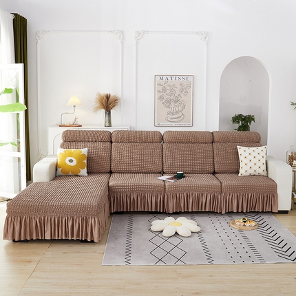 91家纺网 家纺一手货源 找家纺 丝绮鹿 2023新款爆米花坐垫套裙边款 驼色