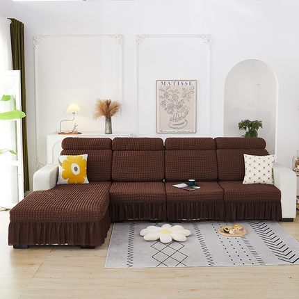 丝绮鹿 2023新款爆米花坐垫套裙边款 咖啡