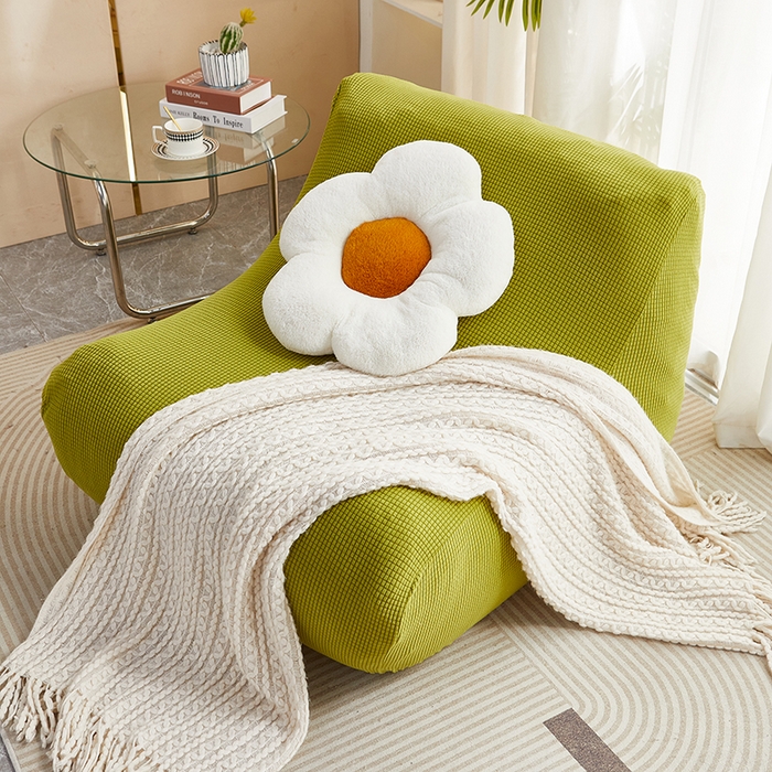 91家纺网 家纺一手货源 找家纺 丝绮鹿 2023新款爆米花懒人毛毛虫沙发套 玉米粒 苹果绿