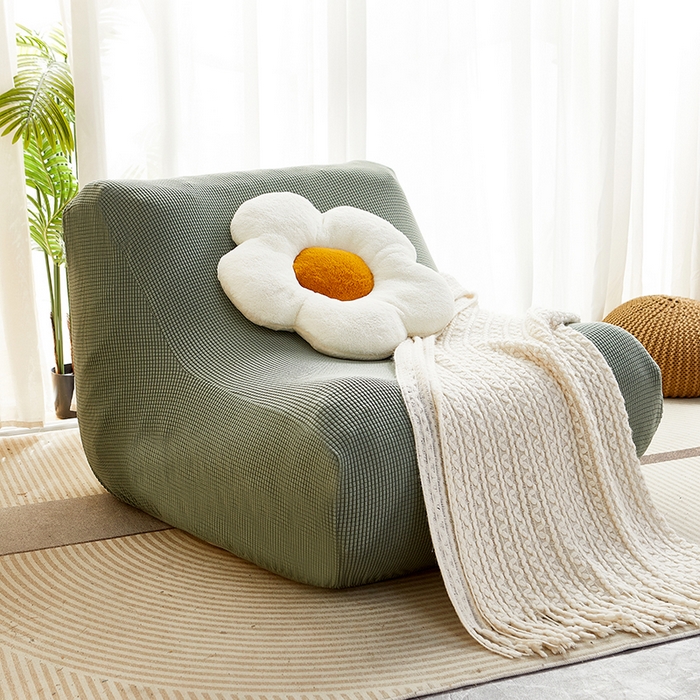 91家纺网 家纺一手货源 找家纺 丝绮鹿 2023新款爆米花懒人毛毛虫沙发套 玉米粒 青色