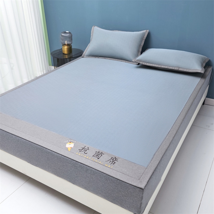 91家纺网 家纺一手货源 找家纺 鑫姿席业 2025新款抗菌冰激凌凉感丝冰丝席系列 冰激凌-浅蓝