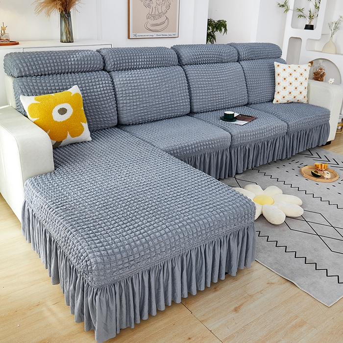 91家纺网 家纺一手货源 找家纺 丝绮鹿 2023新款爆米花坐垫套裙边款 银灰