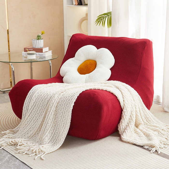 91家纺网 家纺一手货源 找家纺 丝绮鹿 2023新款爆米花懒人毛毛虫沙发套 玉米粒 酒红