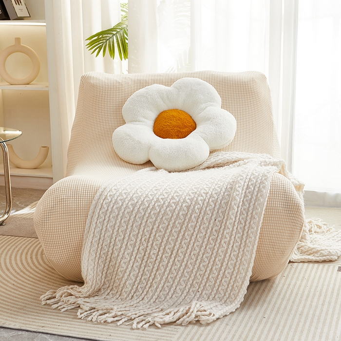 91家纺网 家纺一手货源 找家纺 丝绮鹿 2023新款爆米花懒人毛毛虫沙发套 玉米粒 米黄