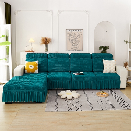 91家纺网 家纺一手货源 找家纺 丝绮鹿 2023新款爆米花坐垫套裙边款 黛蓝