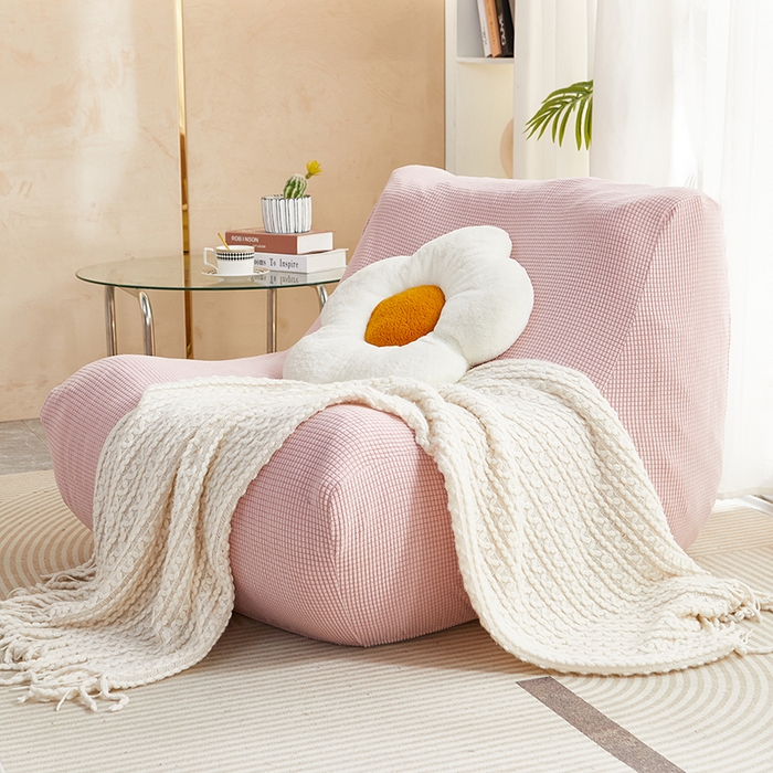 91家纺网 家纺一手货源 找家纺 丝绮鹿 2023新款爆米花懒人毛毛虫沙发套 玉米粒 暗粉