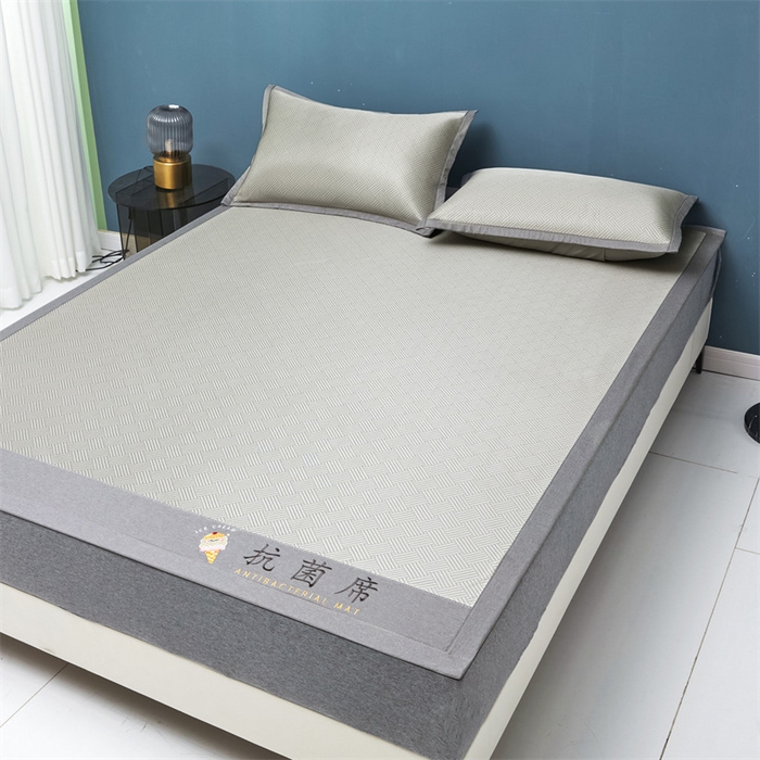 91家纺网 家纺一手货源 找家纺 鑫姿席业 2025新款抗菌冰激凌凉感丝冰丝席系列 冰激凌-浅灰