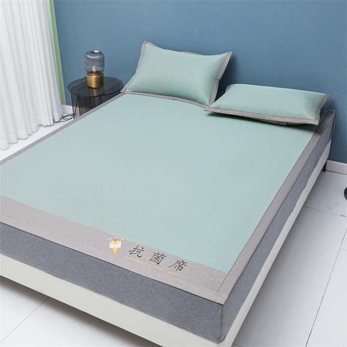 91家纺网 家纺一手货源 找家纺 鑫姿席业 2025新款抗菌冰激凌凉感丝冰丝席系列 冰激凌-淡绿