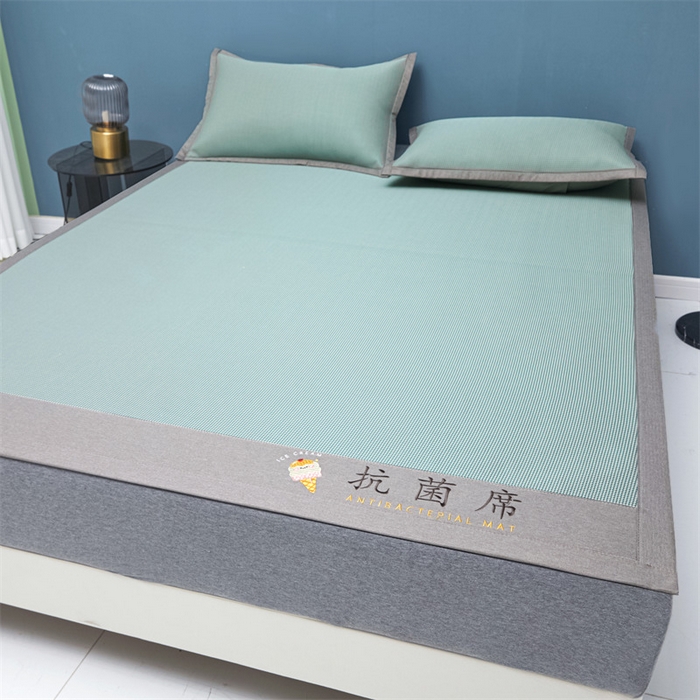 91家纺网 家纺一手货源 找家纺 鑫姿席业 2025新款抗菌冰激凌凉感丝冰丝席系列 冰激凌-淡绿