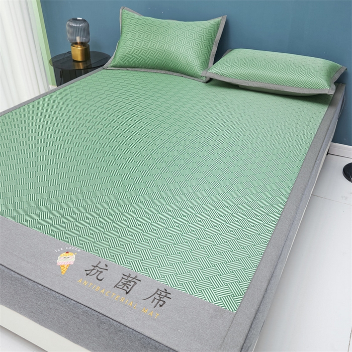 91家纺网 家纺一手货源 找家纺 鑫姿席业 2025新款抗菌冰激凌凉感丝冰丝席系列 冰激凌-水绿