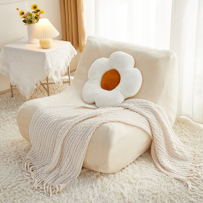 91家纺网 家纺一手货源 找家纺 丝绮鹿 2023新款懒人毛毛虫沙发套套毛绒款 米白