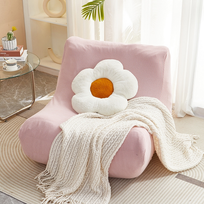 91家纺网 家纺一手货源 找家纺 丝绮鹿 2023新款爆米花懒人毛毛虫沙发套 玉米粒 暗粉