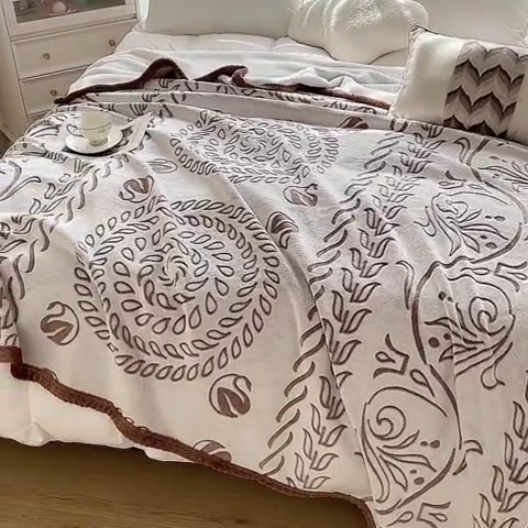 91家纺网 家纺一手货源 找家纺 来菲毛毯 2025新款高级感软糯保暖阳离子毛毯剪花复合毯可铺盖多功能办公盖毯