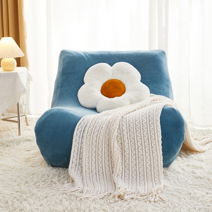 丝绮鹿 2023新款懒人毛毛虫沙发套套毛绒款 蓝灰