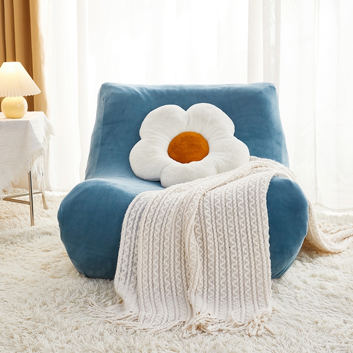 91家纺网 家纺一手货源 找家纺 丝绮鹿 2023新款懒人毛毛虫沙发套套毛绒款 蓝灰