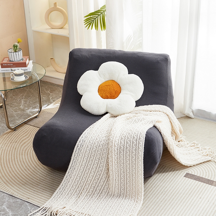 91家纺网 家纺一手货源 找家纺 丝绮鹿 2023新款爆米花懒人毛毛虫沙发套 玉米粒 深灰