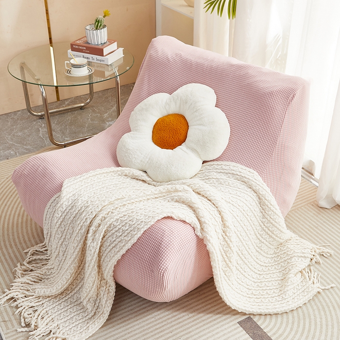 91家纺网 家纺一手货源 找家纺 丝绮鹿 2023新款爆米花懒人毛毛虫沙发套 玉米粒 暗粉