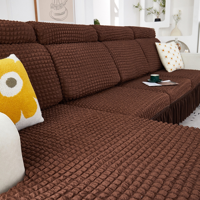 91家纺网 家纺一手货源 找家纺 丝绮鹿 2023新款爆米花坐垫套裙边款 咖啡