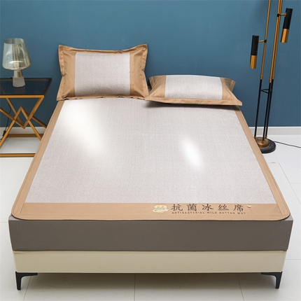 鑫姿席业 2025新款5A抗菌冰丝凉席系列 乌木咖（床笠款）