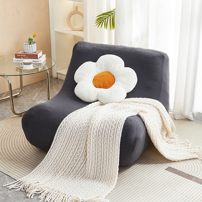 91家纺网 家纺一手货源 找家纺 丝绮鹿 2023新款爆米花懒人毛毛虫沙发套 玉米粒 深灰